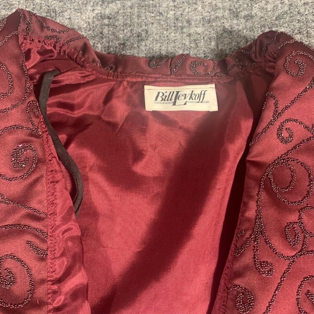 VTG Bill Levkoff Jacket Womens 36 Small Red‎ Balero Dress Coat Embroidered 80s - Picture 5 of 11